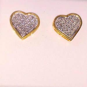 Real Diamond Heart Earrings NOT CZ! HUGE SALE WOW!